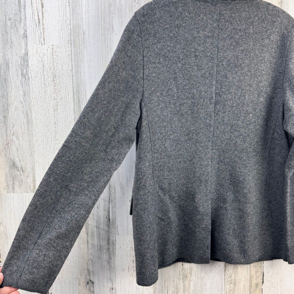 Talbots Petites Blazer Womens 12 Grey Wool Blend Jacket Felted Knit Lightweight - Picture 7 of 10
